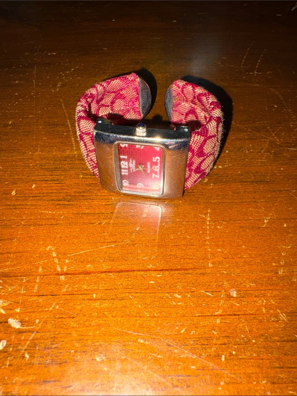 adidas Pink Patterned Fabric Cuff Bracelet Watch